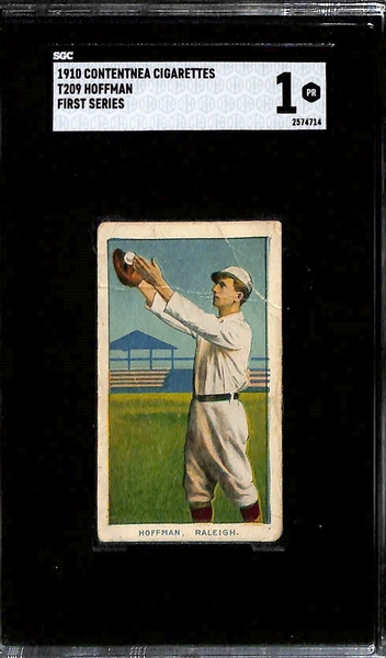 (5) Rare 1910 Minor League Baseball Tobacco Cards - T210 Old Mill McFarlin & (4) Contentnea Cigarettes Cards (Hooker, Armstrong, Walsh & Hoffman) - Each Graded SGC 1 or 1.5