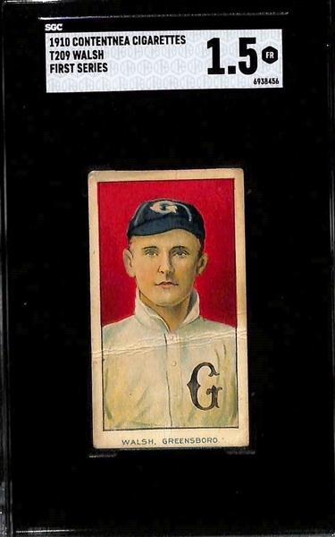 (5) Rare 1910 Minor League Baseball Tobacco Cards - T210 Old Mill McFarlin & (4) Contentnea Cigarettes Cards (Hooker, Armstrong, Walsh & Hoffman) - Each Graded SGC 1 or 1.5