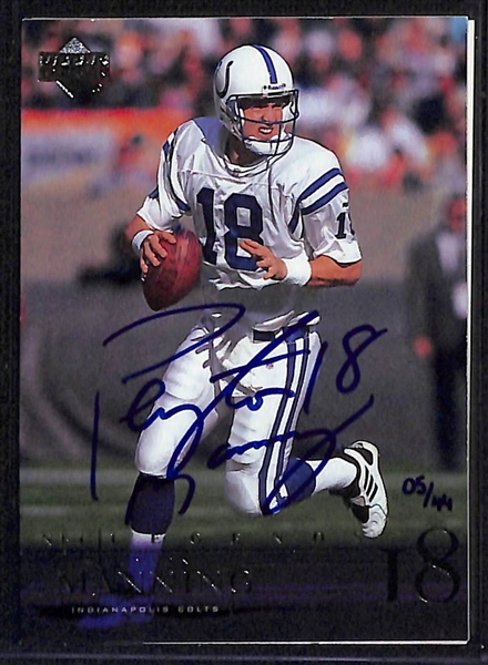 1999 Fleer Skybox Autographics Peyton Manning Autograph Card & 2002 UD Buy Back Autograph Peyton Manning Card (#/44)