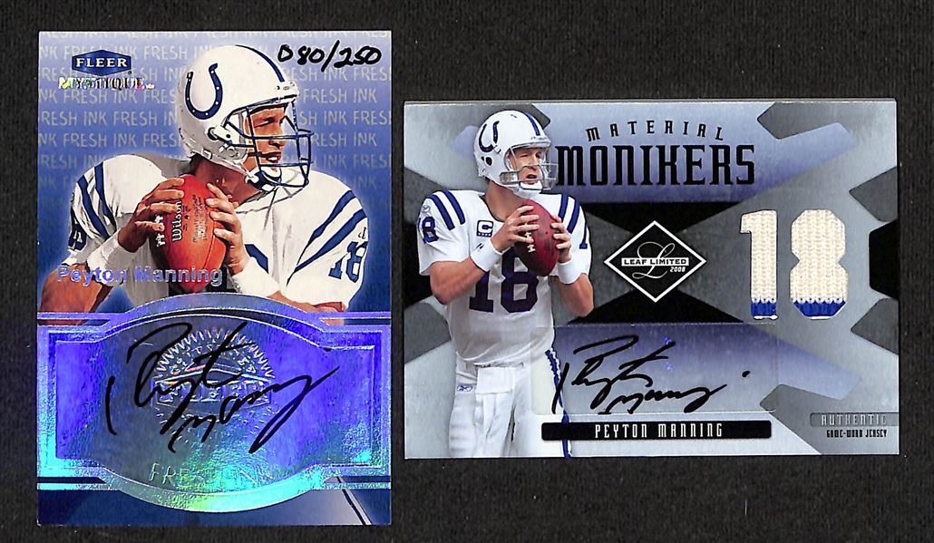 Lot of (2) Peyton Manning Autographed/Numbered Football Cards 