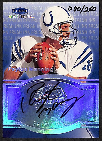 Lot of (2) Peyton Manning Autographed/Numbered Football Cards 