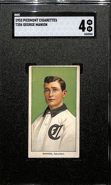 (3) 1910 T206 Piedmont Cigarettes Southern League Cards - Each Graded SGC 4 - Don Mullaney (Jacksonville), George Manion (Columbia), J.F. Kiernan (Columbia)