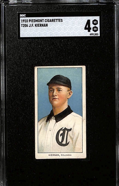 (3) 1910 T206 Piedmont Cigarettes Southern League Cards - Each Graded SGC 4 - Don Mullaney (Jacksonville), George Manion (Columbia), J.F. Kiernan (Columbia)