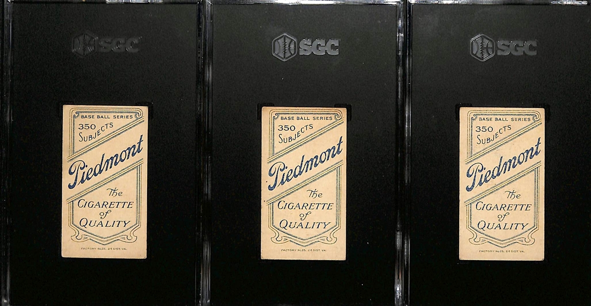 (3) 1910 T206 Piedmont Cigarettes Southern League Cards - Each Graded SGC 4 - Don Mullaney (Jacksonville), George Manion (Columbia), J.F. Kiernan (Columbia)
