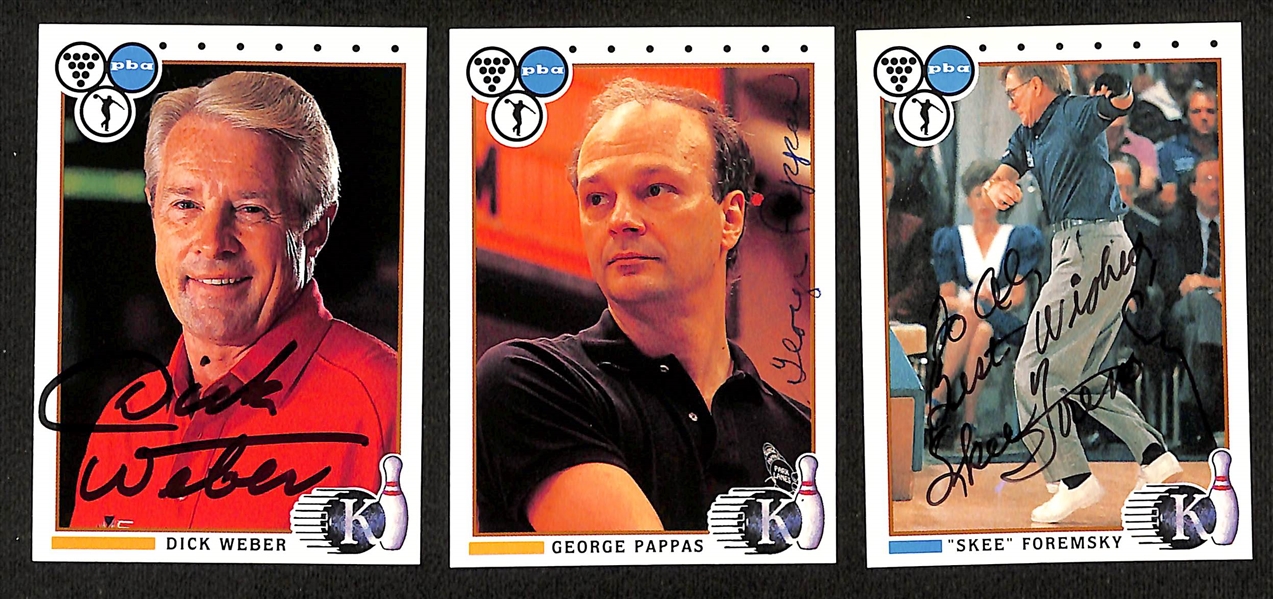 25+ Mostly Bowling-Related Signed Cards and Index Cards w. Dick Weber, George Pappas, Skee Foremsky, Bill Bunetta, Dave Soutar, Glenn Allison, + (JSA Auction Letter)