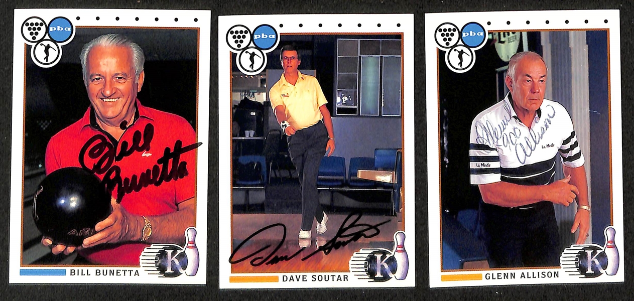 25+ Mostly Bowling-Related Signed Cards and Index Cards w. Dick Weber, George Pappas, Skee Foremsky, Bill Bunetta, Dave Soutar, Glenn Allison, + (JSA Auction Letter)