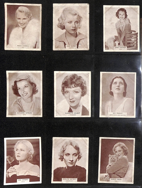 Lot of (2) 1934 Cigarette Cards Non-Sport Sets - Wills Famous Film Stars (Large) & Godfrey Phillips Shots From the Films