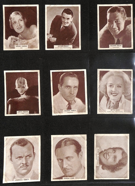 Lot of (2) 1934 Cigarette Cards Non-Sport Sets - Wills Famous Film Stars (Large) & Godfrey Phillips Shots From the Films