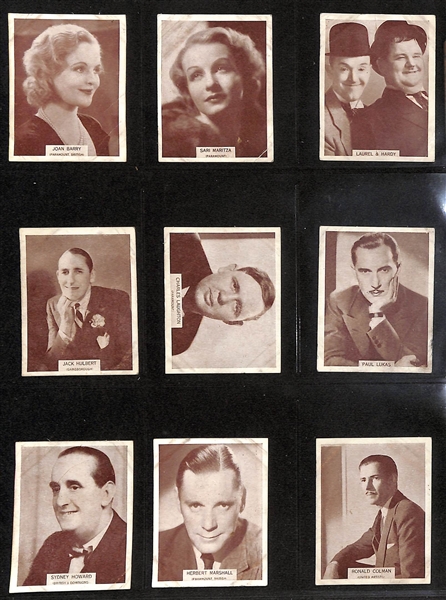 Lot of (2) 1934 Cigarette Cards Non-Sport Sets - Wills Famous Film Stars (Large) & Godfrey Phillips Shots From the Films