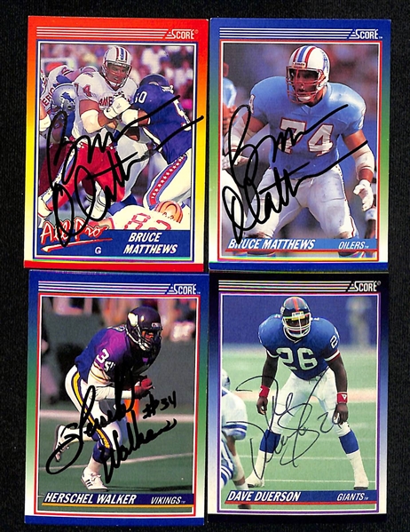 Lot of (195+) Signed 1990 Score Football Cards inc. HOFers Thurman Thomas, Jim Kelly, & Tim Brown (JSA Auction Letter)