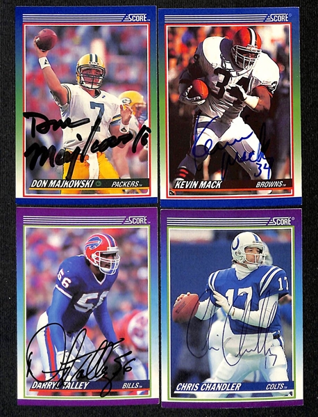 Lot of (195+) Signed 1990 Score Football Cards inc. HOFers Thurman Thomas, Jim Kelly, & Tim Brown (JSA Auction Letter)