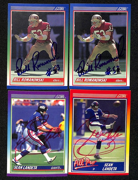 Lot of (195+) Signed 1990 Score Football Cards inc. HOFers Thurman Thomas, Jim Kelly, & Tim Brown (JSA Auction Letter)