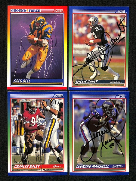 Lot of (195+) Signed 1990 Score Football Cards inc. HOFers Thurman Thomas, Jim Kelly, & Tim Brown (JSA Auction Letter)