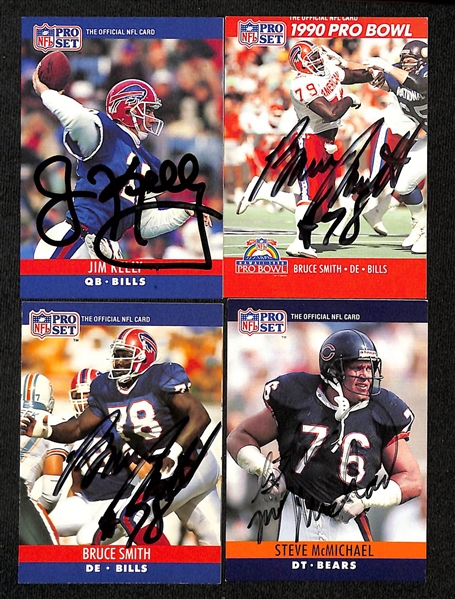 Lot of (70+) 1990 Pro Set Signed Football Cards w. HOFers Jim Kelly, Bruce Smith & Steve McMichael (JSA Auction Letter)