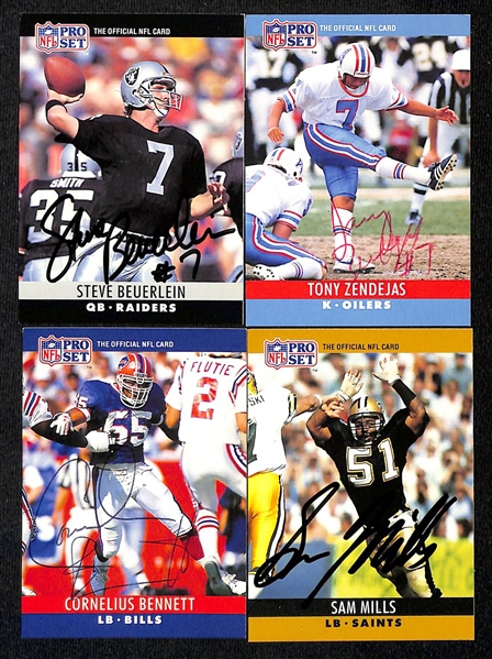 Lot of (70+) 1990 Pro Set Signed Football Cards w. HOFers Jim Kelly, Bruce Smith & Steve McMichael (JSA Auction Letter)