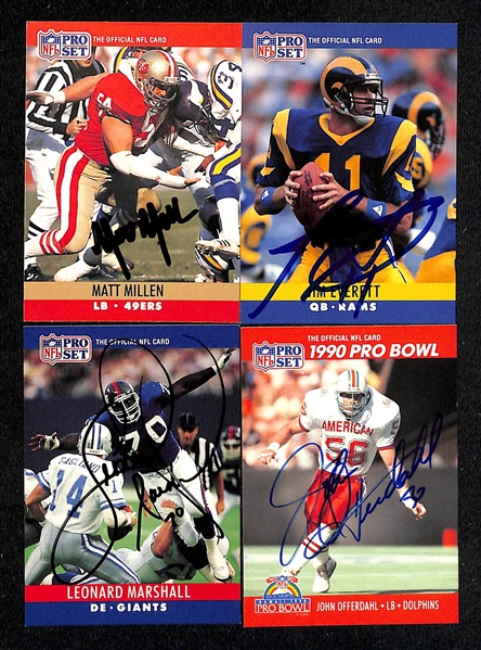 Lot of (70+) 1990 Pro Set Signed Football Cards w. HOFers Jim Kelly, Bruce Smith & Steve McMichael (JSA Auction Letter)