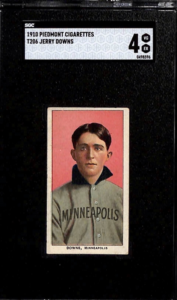 (3) 1910 T206 Piedmont Cigarettes Tobacco Cards - Each Graded SGC 4 - Ed Willett, Jerry Downs, Spike Shannon