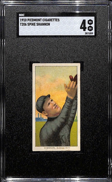 (3) 1910 T206 Piedmont Cigarettes Tobacco Cards - Each Graded SGC 4 - Ed Willett, Jerry Downs, Spike Shannon