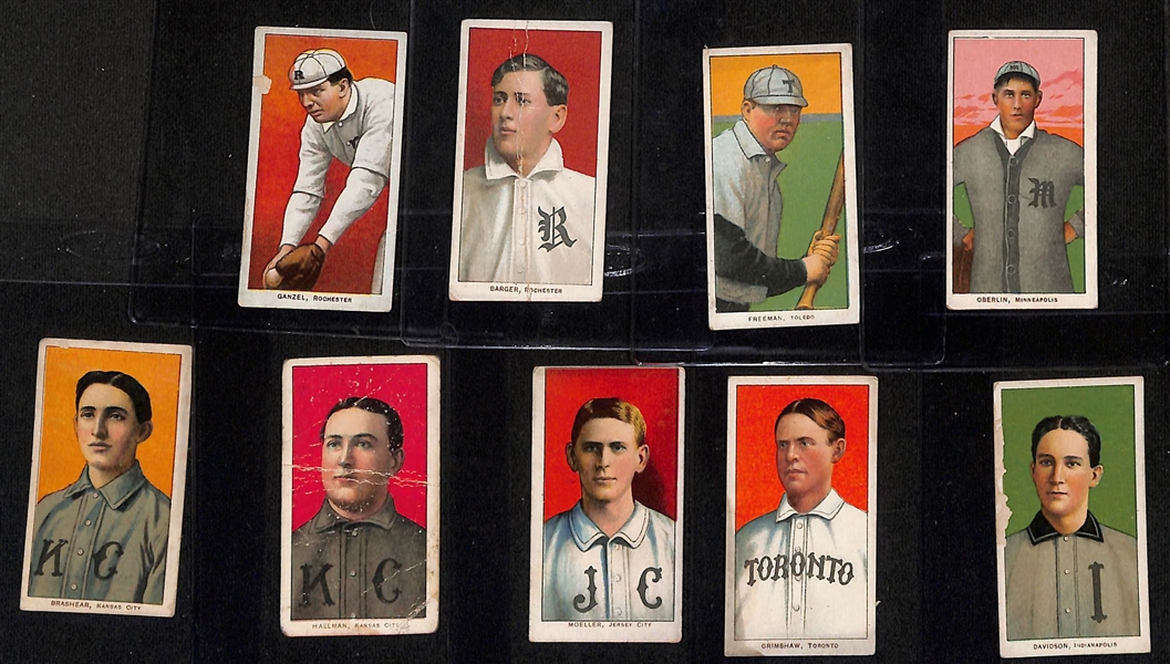 Lot of (9) 1909-11 T206 Minor League Cards w. Chick Ganzel