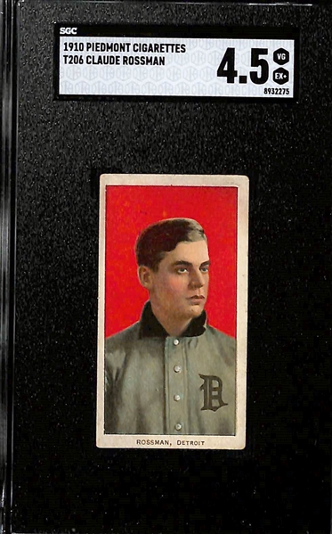 (4) 1910 T206 Piedmont Cigarettes Tobacco Cards - Each Graded SGC 4.5 - Birdie Cree, Claude Rossman, Cy Barger, & Dolly Gray