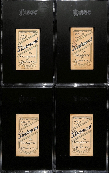 (4) 1910 T206 Piedmont Cigarettes Tobacco Cards - Each Graded SGC 4.5 - Birdie Cree, Claude Rossman, Cy Barger, & Dolly Gray
