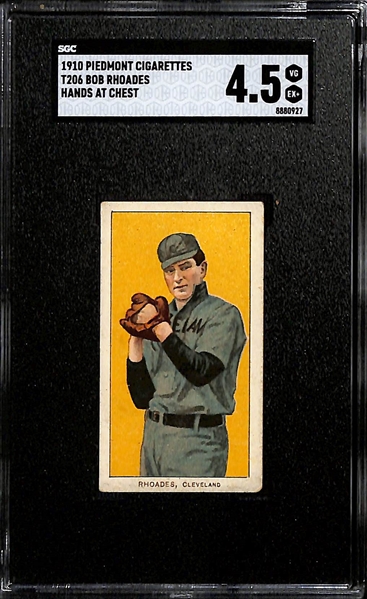 (4) 1910 T206 Piedmont Cigarettes Tobacco Cards - Each Graded SGC 4.5 - Bob Rhoades (Hands at Chest), Art Fletcher, Jap Barbeau, & Bobby Byrne
