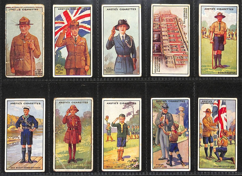 Lot of (5) 1909-1923 Cigarette Non-Sport Card Sets - Scouts, Actresses, Fish, More