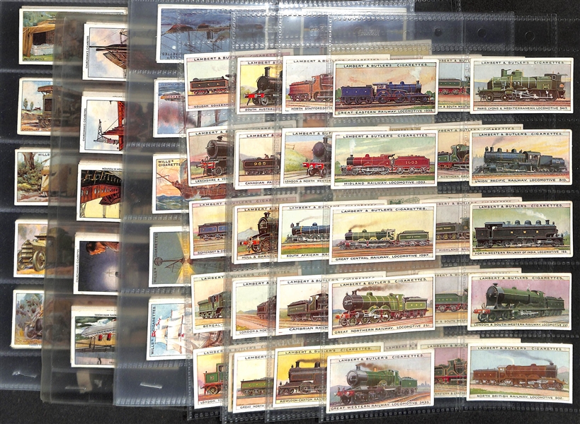Lot of (4) 1911-1936 Cigarette Non-Sport Card Sets - Trains, Ships, Military Motors