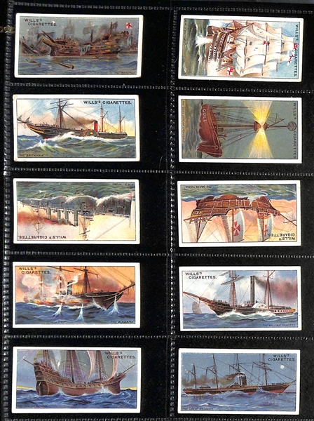 Lot of (4) 1911-1936 Cigarette Non-Sport Card Sets - Trains, Ships, Military Motors