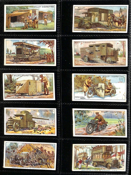 Lot of (4) 1911-1936 Cigarette Non-Sport Card Sets - Trains, Ships, Military Motors