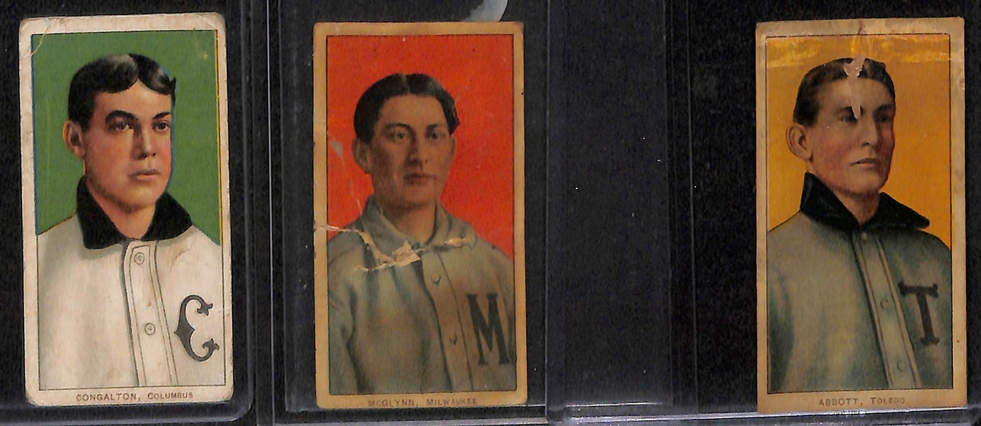 Lot of (9) 1909 T206 American & Minor League Tobacco Cards w. George Mullen & (16) 1911 Mecca Athletes Cards