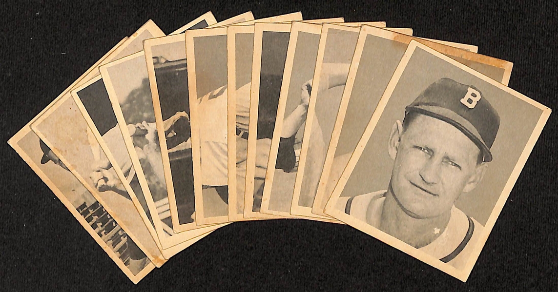 Lot of (12) 1948 Bowman Baseball Cards w. Bob Elliott & Johnny Mize