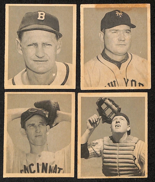 Lot of (12) 1948 Bowman Baseball Cards w. Bob Elliott & Johnny Mize