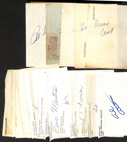 25+ Sports-Related Signed Pages w. Howard Cosell, Joe Garagiola, Frank Gifford, Ralph Kiner, + (JSA Auction Letter) 