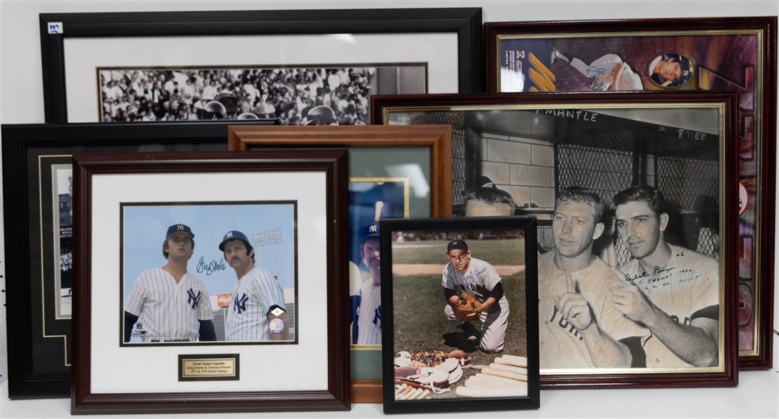 Lot of (7) Signed New York Yankees Framed Photos w. Yogi Berra, Don Larsen, Sparky Lyle (+JSA Auction Letter)