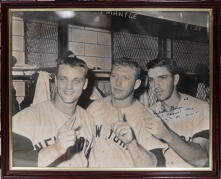 Lot of (7) Signed New York Yankees Framed Photos w. Yogi Berra, Don Larsen, Sparky Lyle (+JSA Auction Letter)