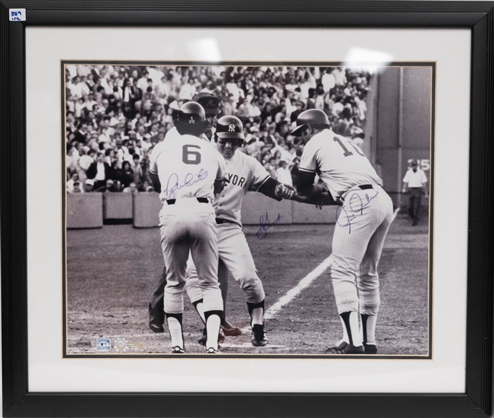 Lot of (7) Signed New York Yankees Framed Photos w. Yogi Berra, Don Larsen, Sparky Lyle (+JSA Auction Letter)