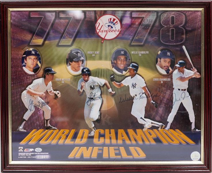 Lot of (7) Signed New York Yankees Framed Photos w. Yogi Berra, Don Larsen, Sparky Lyle (+JSA Auction Letter)