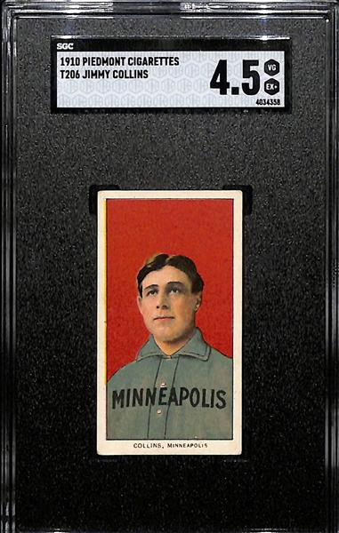1909 T206 Piedmont Cigarettes Jimmy Collins (HOF) Graded SGC 4.5 (The King of 3rd Basemen) - Boston Braves and Red Sox Legend!