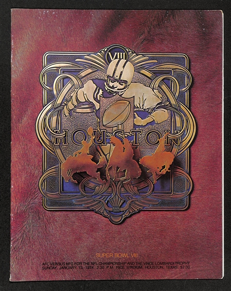 Super Bowl VIII Official Game Program, Miami vs Minnesota January 13, 1974