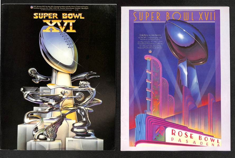 Lot w. (8) Super Bowl Programs 1980-1983 inc. XIV, XV, (3) XVI, & (3) XVII