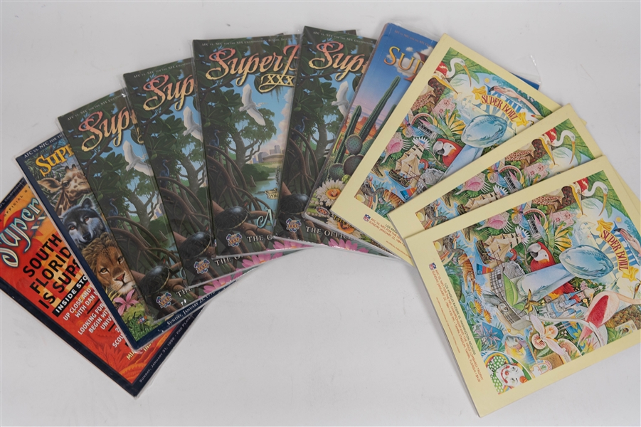 Lot of (10) Super Bowl Programs w. XVII, XXX, XXI, XXXII, XXXIII (1984 & 1996-1999)
