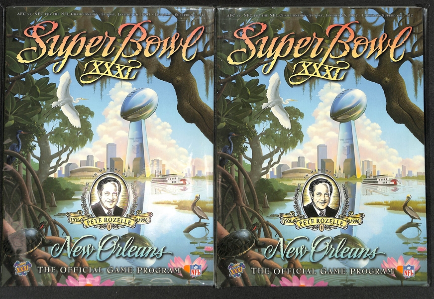 Lot of (10) Super Bowl Programs w. XVII, XXX, XXI, XXXII, XXXIII (1984 & 1996-1999)