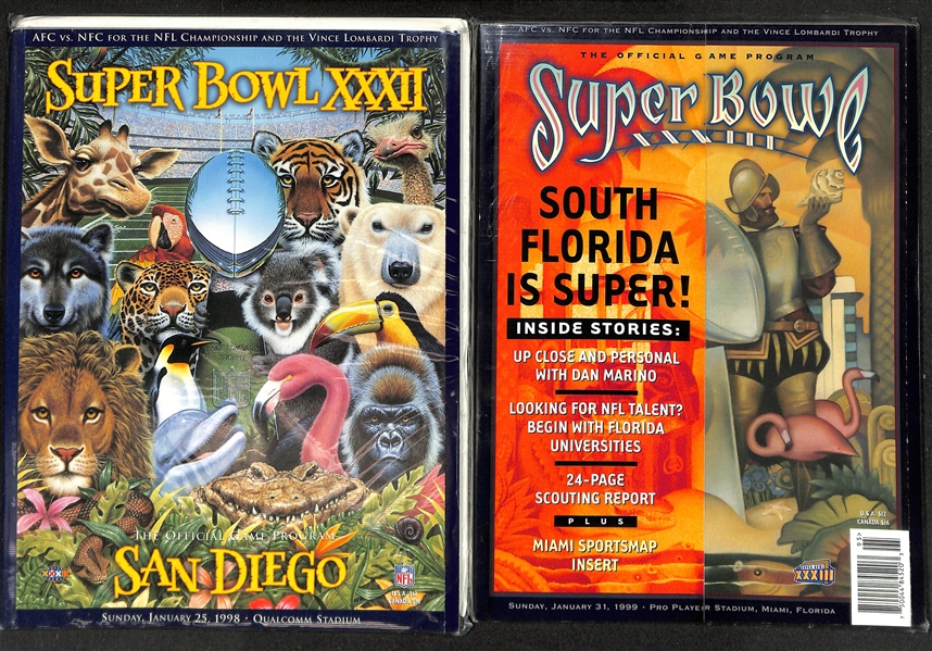 Lot of (10) Super Bowl Programs w. XVII, XXX, XXI, XXXII, XXXIII (1984 & 1996-1999)