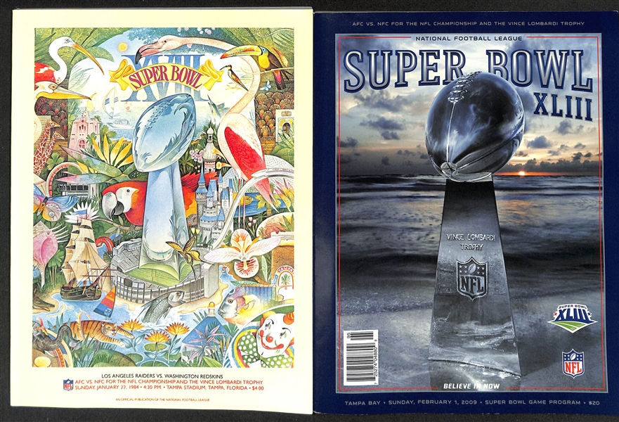 Lot of (10) Super Bowl Programs w. XVII, XLIII, XXV, XXVI, XXVII, XXVIII, XXIX (Diamond Anniversary)