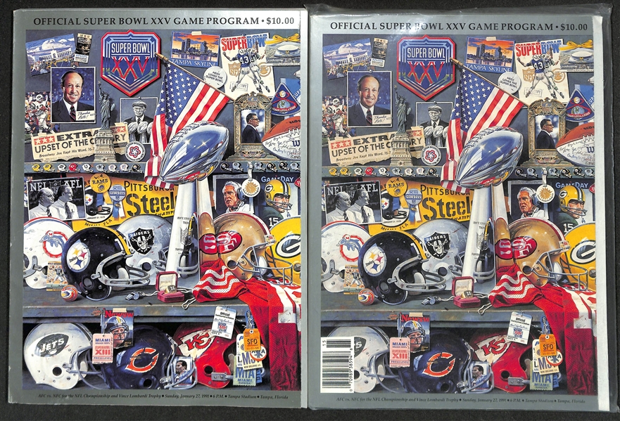 Lot of (10) Super Bowl Programs w. XVII, XLIII, XXV, XXVI, XXVII, XXVIII, XXIX (Diamond Anniversary)