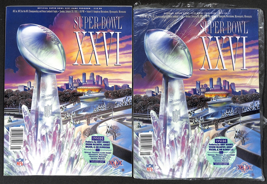 Lot of (10) Super Bowl Programs w. XVII, XLIII, XXV, XXVI, XXVII, XXVIII, XXIX (Diamond Anniversary)