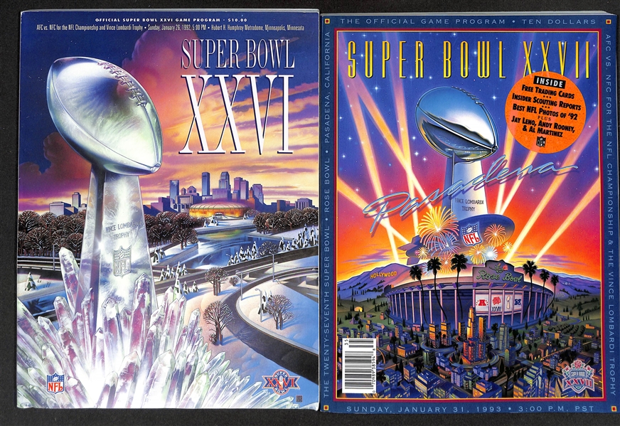 Lot of (10) Super Bowl Programs w. XVII, XLIII, XXV, XXVI, XXVII, XXVIII, XXIX (Diamond Anniversary)