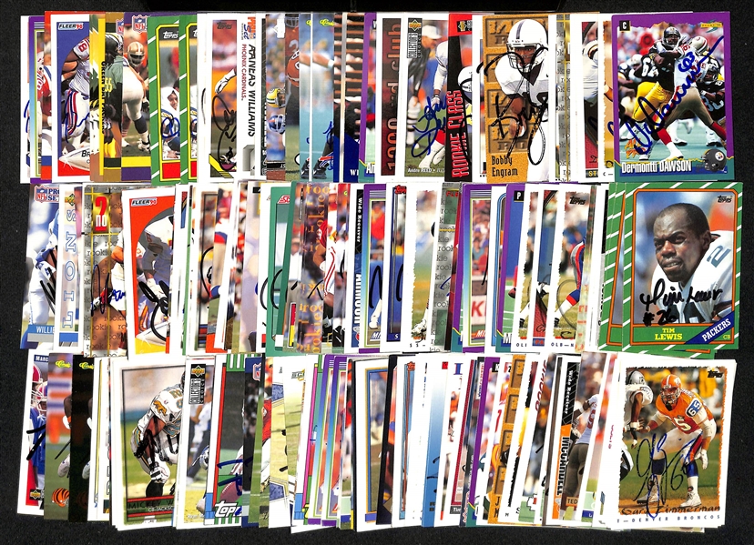 Lot of (155+) Signed Football Cards w. Dermontti Dawson, Joey Galloway, Eric Moulds, Bobby Engram & More + (JSA Auction Letter)