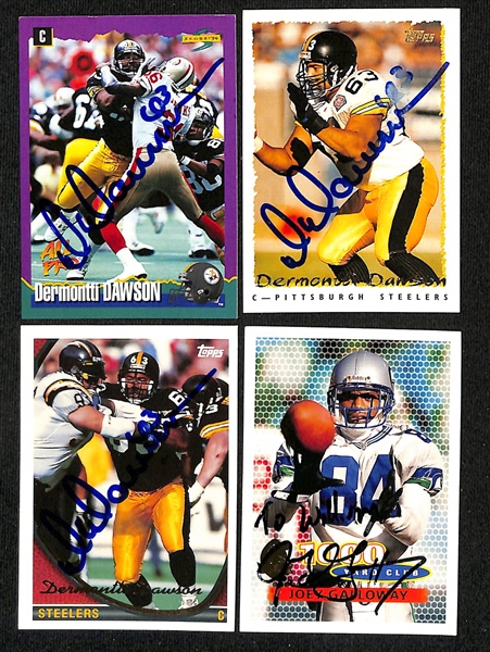 Lot of (155+) Signed Football Cards w. Dermontti Dawson, Joey Galloway, Eric Moulds, Bobby Engram & More + (JSA Auction Letter)